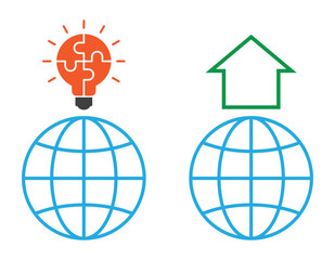 Globe earth with lighbulb and house icon - 784759585