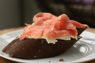 Bread and salmon