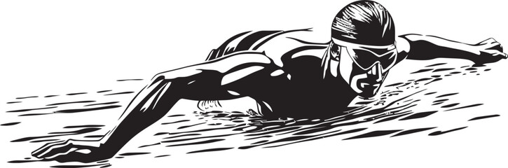 Aqua Glide Emblematic Swim Logo Fluid Motion Vector Swimmer Icon