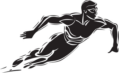 Ripple Runner Vector Emblematic Emblem Water Wanderer Iconic Swimmer Design