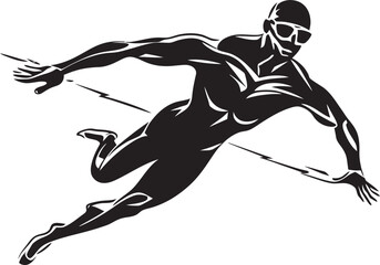 Swim Stream Vector Swimmer Logo Fluid Form Iconic Swim Emblem