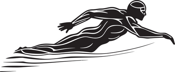 Swim Stream Vector Emblematic Symbol Fluid Form Iconic Swimmer Logo