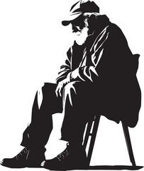 Lamenting Elder Symbol of Quiet Desperation Sunset Sorrow Iconic Emblem of Grief