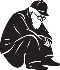 Lamenting Elder Emblematic Vector Icon Wearied Watchman Iconic Emblem of Fatigue