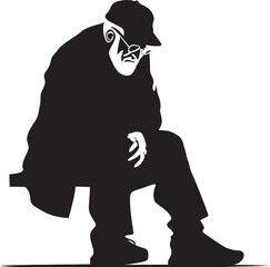 Burdened Soul Emblematic Logo of Sorrow Weathered Vigil Iconic Emblem of Fatigue