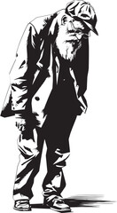 Fading Vigor Emblematic Vector Icon Lamenting Elder Symbol of Quiet Grief