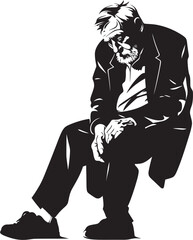 Waning Vigil Symbol of Diminishing Strength Heavy hearted Sage Emblematic Vector Icon