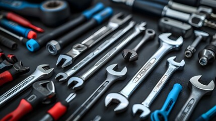 Essential Mechanics' Tools Array - Wrenches and Screwdrivers. Concept Mechanics, Tools, Wrenches, Screwdrivers, Auto Repair
