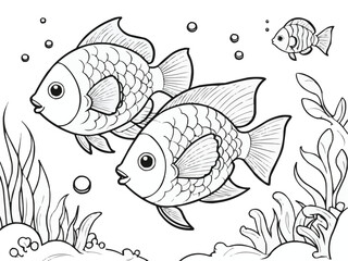 Coloring book page of fish line art  vector customized design on different variant