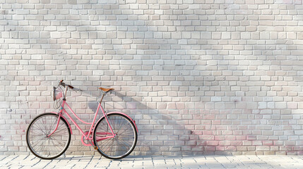 World bicycle day concept International holiday june 3, pink bicycle on pastel brick wall background, banner, card, poster with text space