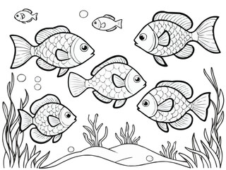 Coloring book page of fish line art  vector customized design on different variant