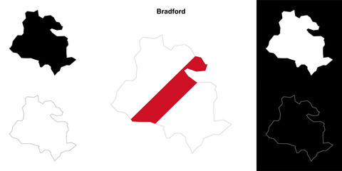 Bradford blank outline map set - obrazy, fototapety, plakaty