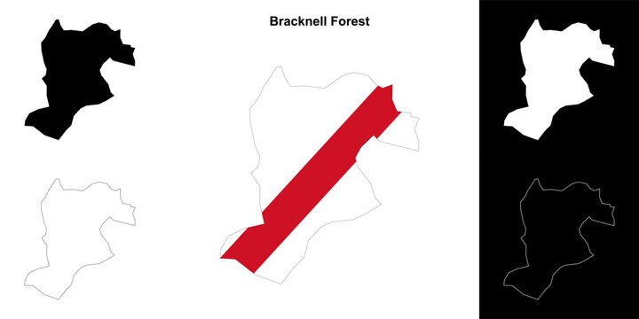 Bracknell Forest blank outline map set