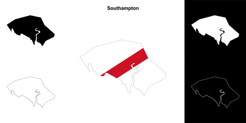 Southampton blank outline map set