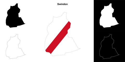 Swindon blank outline map set