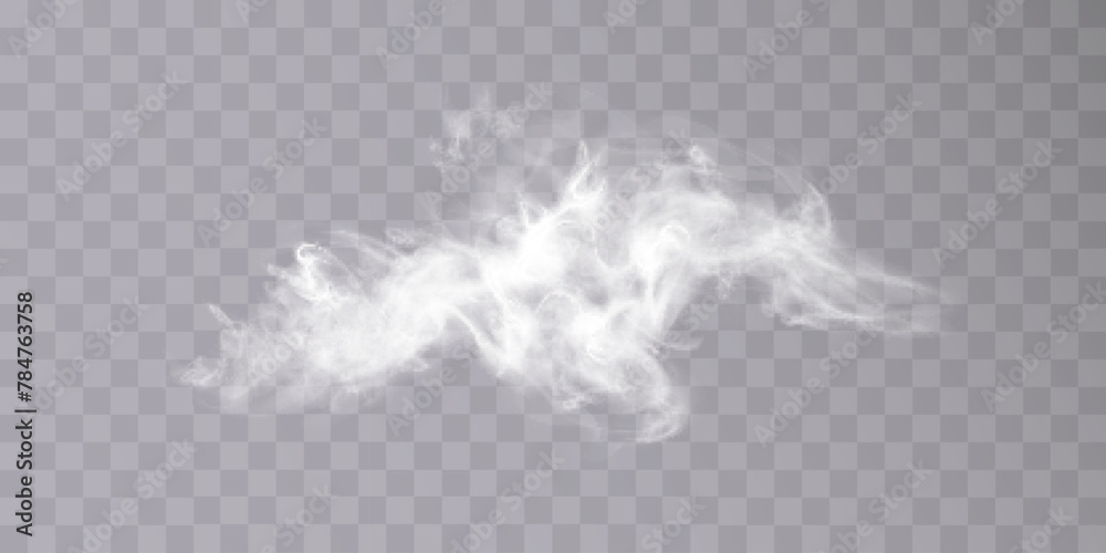 Poster White vector smoke, cloudy, fog background PNG effect. Fog or smoke isolated on transparent background with overlay effect. Vector	
