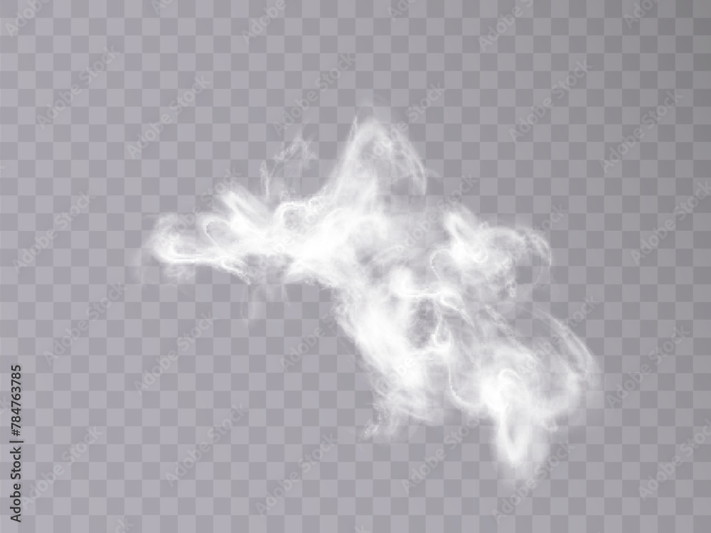 Poster White vector smoke, cloudy, fog background PNG effect. Fog or smoke isolated on transparent background with overlay effect. Vector