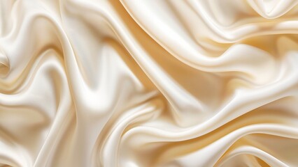 Obraz premium The cream silk satin in wavy folds creased texture background.