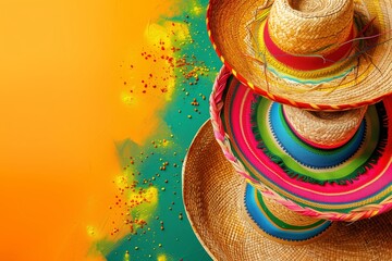 Top view of colorful image Mexican national holiday concept.