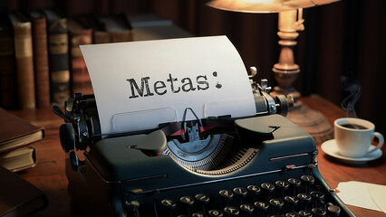 Máquina de escribir, en el papel está escrita la palabra Metas - obrazy, fototapety, plakaty