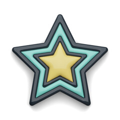Obraz premium Multilayered star icon with alpha channel, 3D colored PNG. 