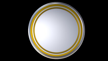 Silver base circle. 3D rendering from the front with metallic type material. - obrazy, fototapety, plakaty