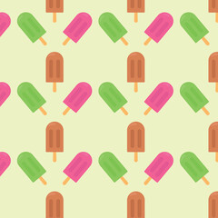 Seamless background with colorful ice creams. Vector illustration.