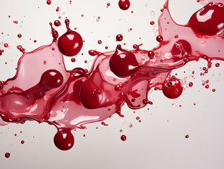 Vivid red liquid splash dynamic motion on white background