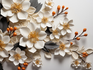 Elegant white paper flowers in a creative design