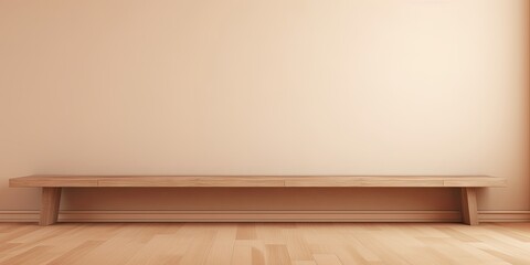 Beige background with a wooden table, product display template. beige background with a wood floor. Beige and white photo of an empty room for presentation 