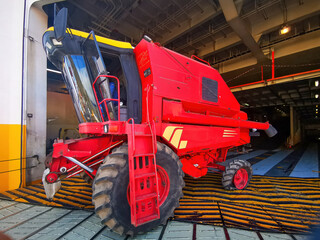 Old rusty parked combine harvester