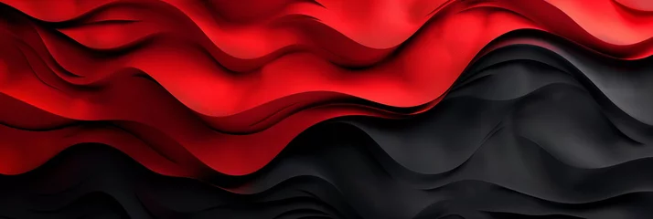 Foto op Canvas Closeup of a red and black wave on black background, resembling heat in the sky. Generative AI © Eugen