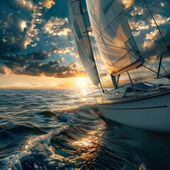 Ein Segelboot im Sonnenuntergang