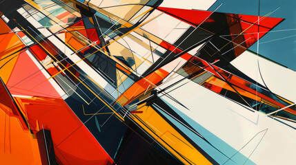 Abstract modern art, combination of lines and shapes in perspective.