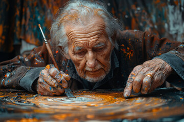 Fototapeta na wymiar Rediscovering passion and creativity through artistic expression. Concept of creative aging. Generative Ai.