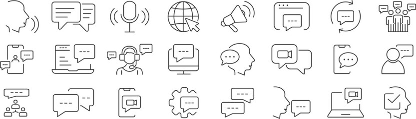 Collection of business, contact icons. Simple black symbols