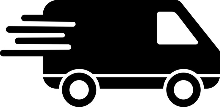 Truck icon. Freight, delivery symbol vector isolated on transparent background. Fast moving shipping delivery truck flat art use for transportation apps and websites