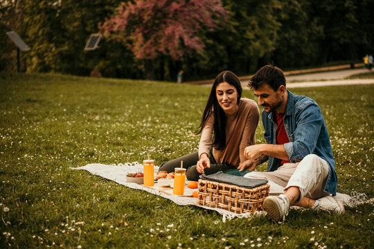 Couple enjoying a serene picnic in the great outdoors