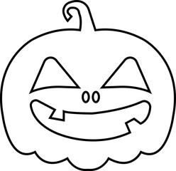 Halloween pumpkins carved face silhouettes line icon. Black isolated face patterns on transparent background. Scary and funny face of Halloween pumpkin or ghost. Outline vector