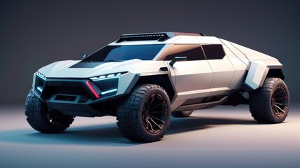 Luxury Automotive. Expensive Car. Concept Car. Modern Cyber Truck. Future Car