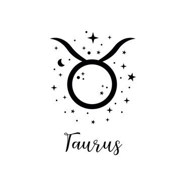 Taurus zodiac sign with moon and stars