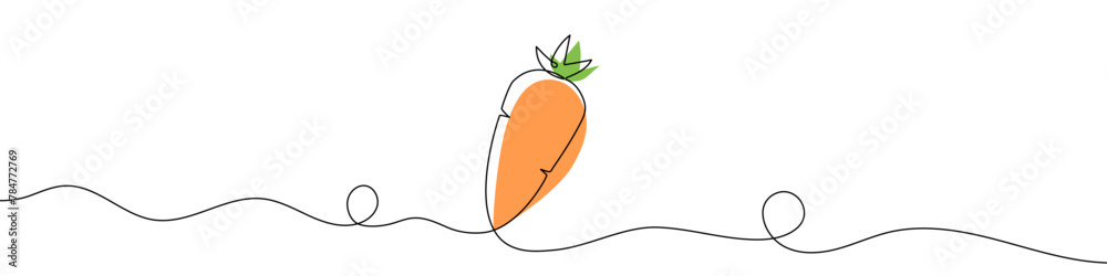 Wall mural continuous editable drawing of carrot icon. the carrot symbol in one line style.