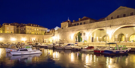 night Dubrovik - popular place for tourism, wonderful architecture of famous croatian city, Dalmatia, Europe, Croatia ...exclusive - this image is sold only Adobe stock	 - obrazy, fototapety, plakaty