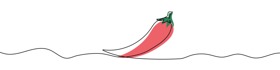 Continuous editable drawing of chili pepper icon. Chili pepper symbol in one line style.