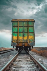 Fototapeta na wymiar freight train on rails Generative AI