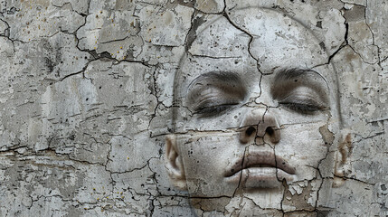 rough textured cracked face art of woman World Schizophrenia Day on may 24 business brochure flyer banner design autism, Stroke, Epilepsy and alzheimer awareness, seizure disorder, stroke, ADHD