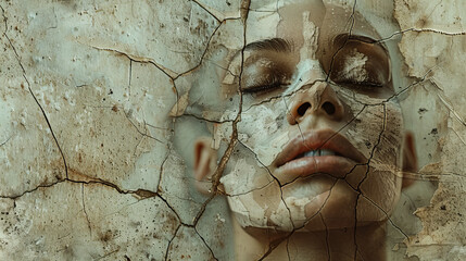 rough textured cracked face art of woman World Schizophrenia Day on may 24 business brochure flyer banner design autism, Stroke, Epilepsy and alzheimer awareness, seizure disorder, stroke, ADHD