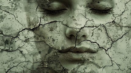 rough textured cracked face art of woman World Schizophrenia Day on may 24 business brochure flyer banner design autism, Stroke, Epilepsy and alzheimer awareness, seizure disorder, stroke, ADHD