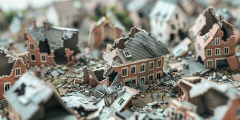 destroyed houses earthquake war Generative AI