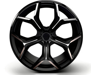Black wheel on white background with black center and spokes.